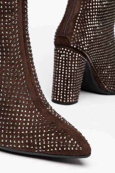 Dubais Shoes Γυναικείες μπότες από σουέντ με πέτρες - Μπότες με μυτερή μύτη, ...