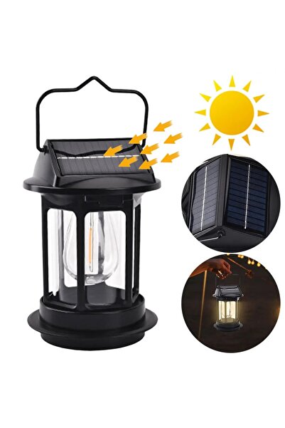 BaoBao Lanternă solară de exterior cu senzor, din plastic negru, cu încărcare...