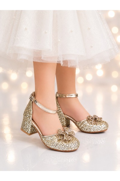 ZACOZ Girl's Princess Bow Detailed Heeled Evening Dress Shoes