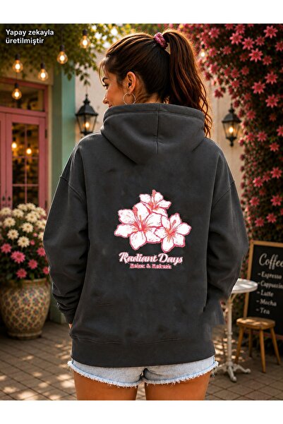 caddekombin Women's Tropical Floral Printed Radiant Days Written Hooded Kanga...