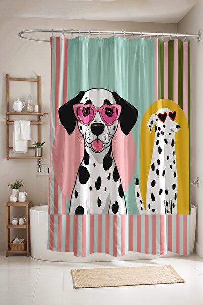 EVPANYA Bathroom Curtain, Dalmatian Dogs Patterned Shower Curtain, Bathtub Cu...