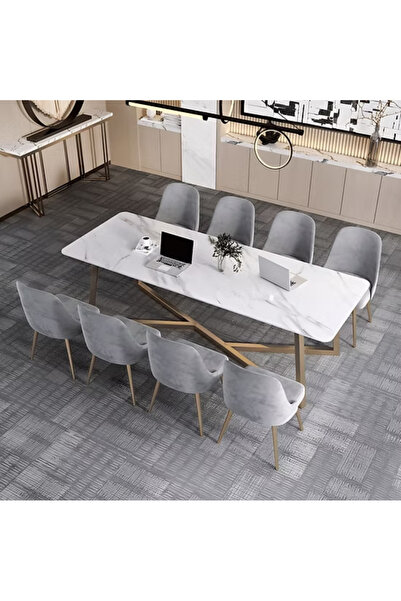 kold concept YMK349 Modern Dikdörtgen Çalışma Masası MDF Üstlü Metal Ayaklı B...