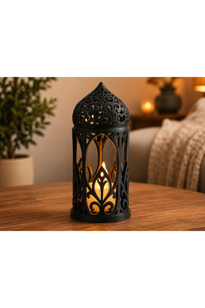 MYE TEKNOLOJİ Dekoratif Fener Mumluk Gotik Desenli Tealight Mum Tutucu Masaüs...