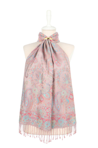 Bursa İpek Lila Mint Jamawar Woven Silk Scarf