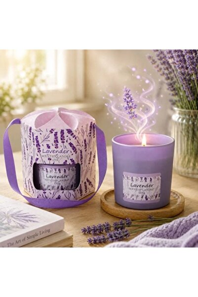 Generic Scented Candle in Glass with Lavender Scent in Gift Box
