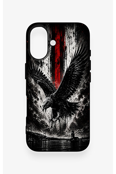 Vip Case iPhone 16 Uyumlu Kara Kartal Desenli Silikon Kılıf