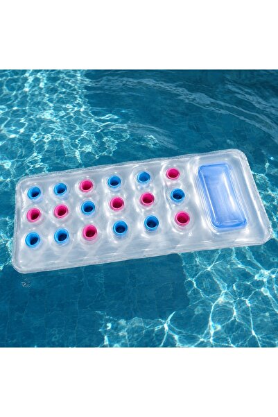 BaoBao Saltea gonflabilă albă pentru piscină, 70 x 27 cm, cu pernă integrată,...