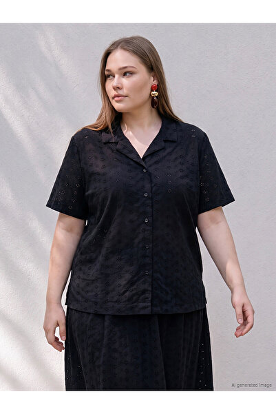 LC Waikiki Nevavm Big Size Brode Women's Shirt with Difference
