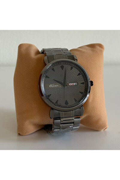 Adorn Watches Adorn Horizon Men’s Watch – Dark Silver Dial & Silver Semi-Soli...