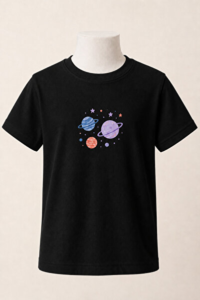 FAVORİST Children's Black Series Mixed Prints Cotton Combed Cotton Unisex T-S...