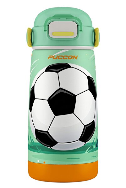 Puccon Football Ball Printed Green and White 420 ml Stainless Steel Flask The...
