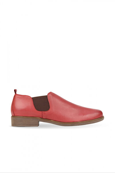 BUENO Claret Red Leather Women's Flat Shoes