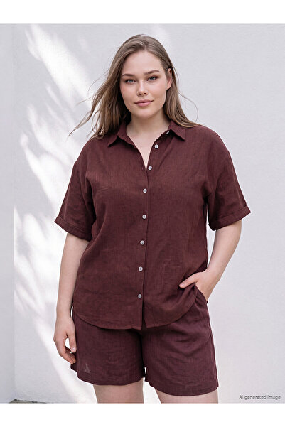 LC Waikiki Two Mt Shop Quality Plus Size Linen Blend Women's Shirt