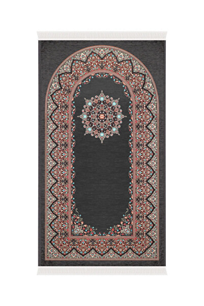 Bursa İpek Smoked Sunflower Pattern Embossed Special Woven Prayer Rug