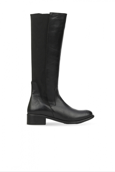BUENO Black Leather Women's Heeled Boots