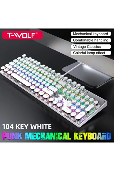 T-WOLF لوحة مفاتيح ميكانيكية للألعاب T75 بـ 104 مفتاح، لوحة مفاتيح ألعاب بتصم...