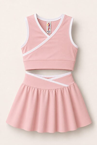My Kids Wear Girl's Cross Detailed Skirt 2-Piece Combination Set 12911