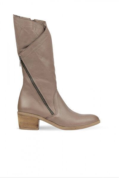 BUENO Gray Leather Women's Heeled Boots