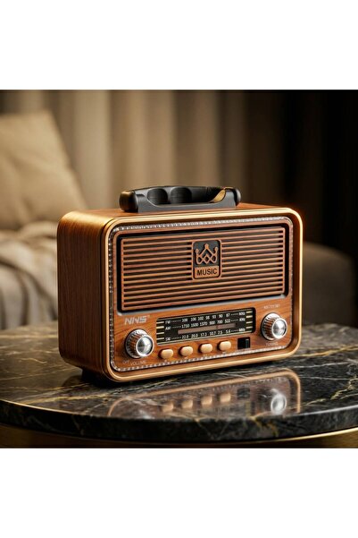 Genel Markalar Led detaylı Bluetooth Nostaljik Radyo FM/AM/SW 3 Bant USB Bellek TF Kart Destekli Şarjlı MP3 Müzik Çalar