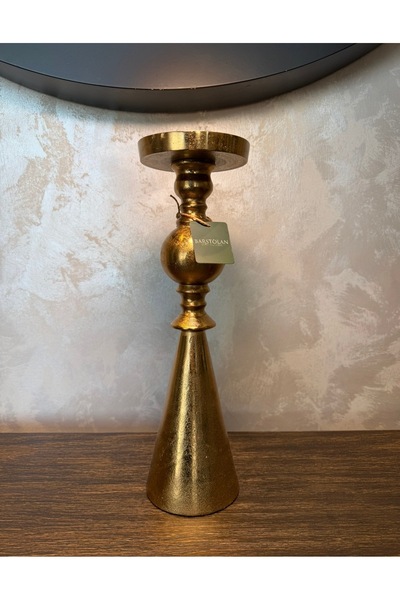 Antik Dokulu Gold Klasik Form Şamdan