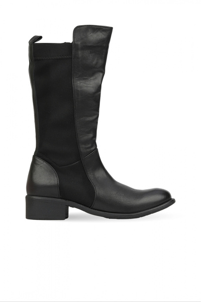 BUENO Black Leather Women's Heeled Boots