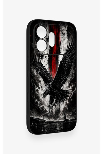 Vip Case Honor 600 Compatible Black Eagle Patterned Silicone Case