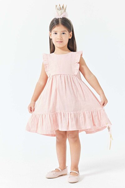 PAULMARK Girls' Sleeveless Ruffle Detailed Dress