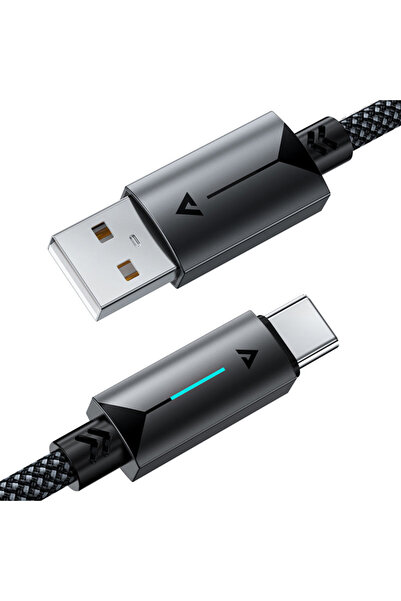 Acefast Cablu C19-04, USB la Type-C, Încărcare rapidă, 3A, Împletitură de nailon 1.2m - Negru