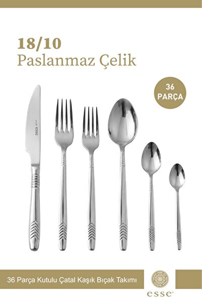 Esse Hera 36 Parça Çatal Kaşık Bıçak Seti PaslanmazÇelik 18/10 304 Quality 6 ...
