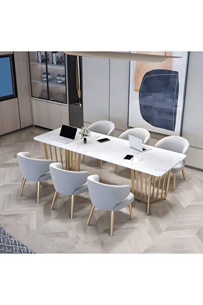 kold concept KC-0239 Glam MDF Ofis ve Yemek Masası Metal Kızak Ayaklı