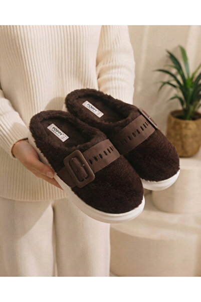 Enes Ayakkabıcılık Women's Furry Fuzzy Buckle Home Slippers Warm Comfortable ...
