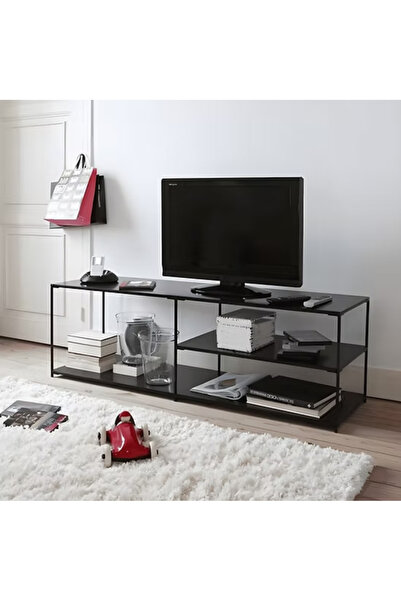 kold concept KTV-017 Endüstriyel Dikdörtgen TV Sehpası Metal Raflı
