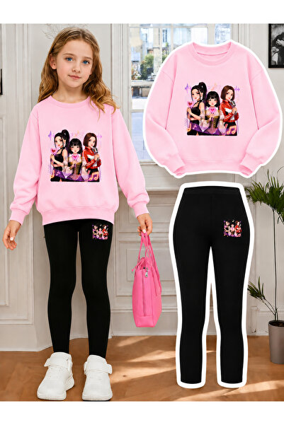 Cevval Girl's Crew Neck Sweatshirt and Leggings Set