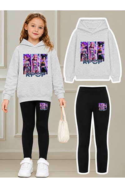 Cevval Girl's Crew Neck Sweatshirt and Leggings Set