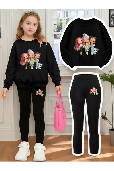 Cevval Girl's Crew Neck Sweatshirt and Leggings Set