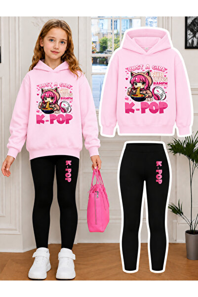 Cevval Girl's Crew Neck Sweatshirt and Leggings Set