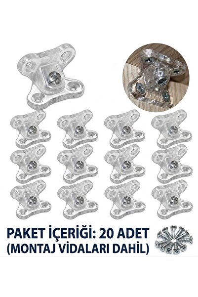 METALİ Beymes 20 Adet Açılı Köşe Çektirme Dolap Kelebek Bağlantı % 100 Kırılm...