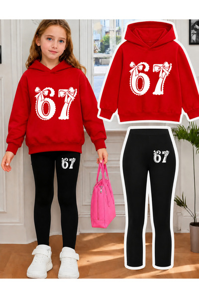 NIMBLECO Girl's Crew Neck Sweatshirt and Leggings Set
