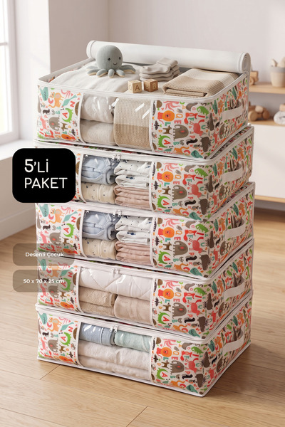 Genel Markalar 5'li 70x50x25 Cm Set Baza Altı Düzenleyici Pencereli Büyük Boy...