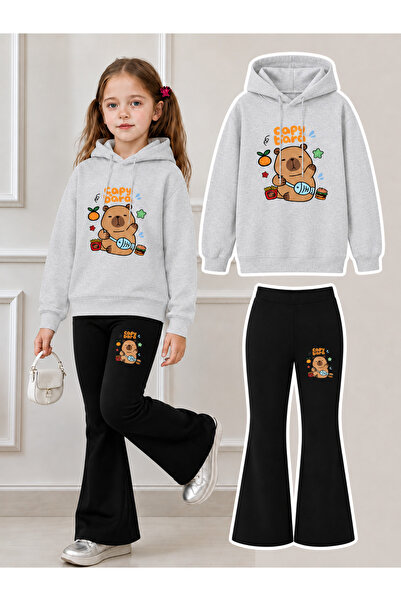 Cevval Girl's Hooded Sweatshirt and Spanish-Cut Leggings Set