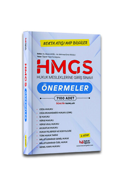 hukuk öğretir 2027 HMGS Önermeler 2 Cilt – Hukuk Mesleklerine Giriş Sınavı – 7100 Hap Bilgi Son Tekrar