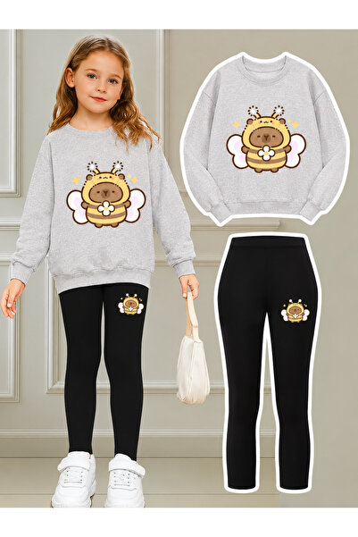 Cevval Girl's Crew Neck Sweatshirt and Leggings Set