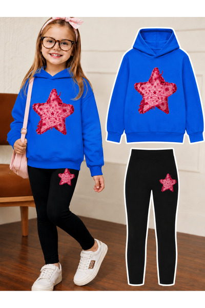 Cevval Girl's Crew Neck Sweatshirt and Leggings Set