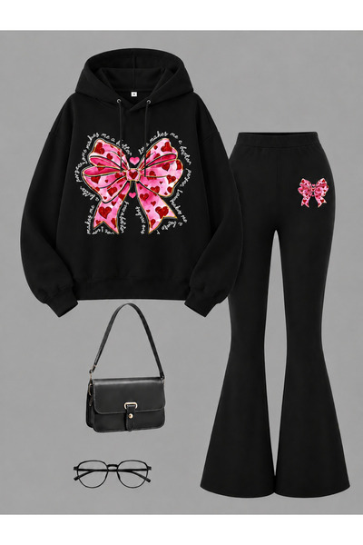 Cevval Girl's Hooded Sweatshirt and Spanish-Cut Leggings Set