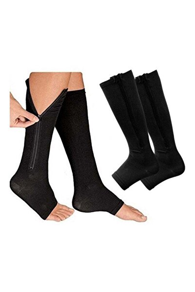 Generic 2 Pair Compression Socks Zipper Leg Calf Sleeves Toeless for Running ...