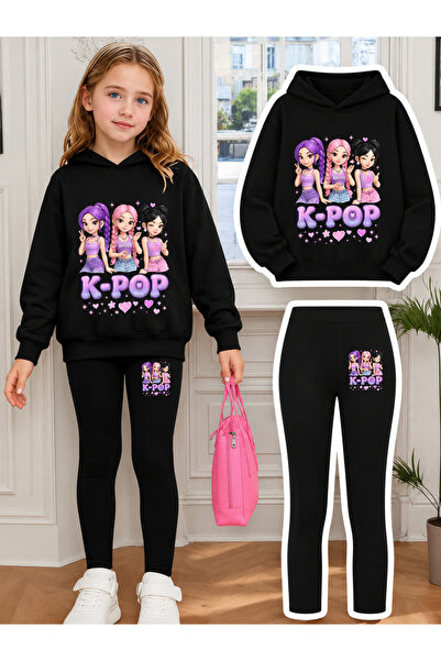 Cevval Girl's Crew Neck Sweatshirt and Leggings Set
