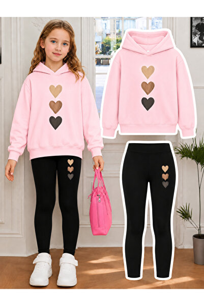 Cevval Girl's Crew Neck Sweatshirt and Leggings Set