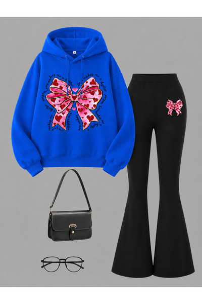 Cevval Girl's Hooded Sweatshirt and Spanish-Cut Leggings Set