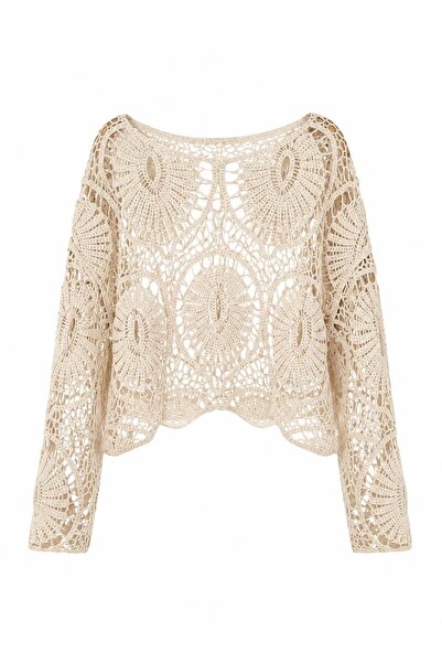 Retrobird Mabel Mandala Motif Openwork Crochet Sweater Women's Cream
