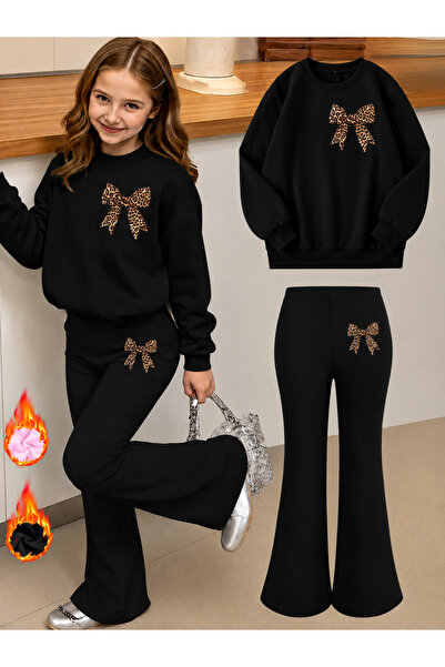 ROOSTER GOLD Girl's Crew Neck Sweatshirt and Spanish-Cut Leggings Set
